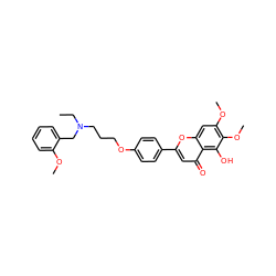 CCN(CCCOc1ccc(-c2cc(=O)c3c(O)c(OC)c(OC)cc3o2)cc1)Cc1ccccc1OC ZINC000473115497