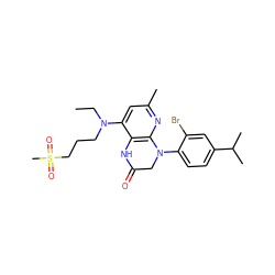 CCN(CCCS(C)(=O)=O)c1cc(C)nc2c1NC(=O)CN2c1ccc(C(C)C)cc1Br ZINC000013584804