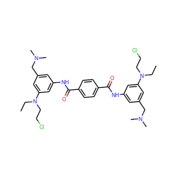 CCN(CCCl)c1cc(CN(C)C)cc(NC(=O)c2ccc(C(=O)Nc3cc(CN(C)C)cc(N(CC)CCCl)c3)cc2)c1 ZINC000005741853