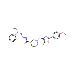 CCN(CCNC(=O)[C@@H]1CCCN(Cc2nc(-c3ccc(OC)cc3)oc2C)C1)c1ccccc1 ZINC000004035104