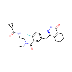 CCN(CCNC(=O)C1CC1)C(=O)c1cc(Cc2n[nH]c(=O)c3c2CCCC3)ccc1F ZINC000146840297