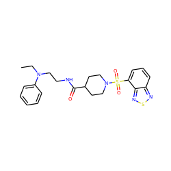 CCN(CCNC(=O)C1CCN(S(=O)(=O)c2cccc3nsnc23)CC1)c1ccccc1 ZINC000004056730