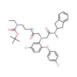 CCN(CCNC(=O)CN(CC(=O)N(C)C1Cc2ccccc2C1)c1cc(Cl)ccc1Oc1ccc(Cl)cc1)C(=O)OC(C)(C)C ZINC000473089666