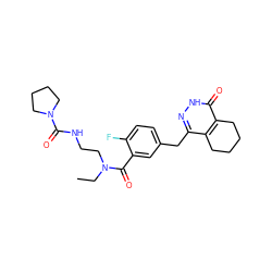 CCN(CCNC(=O)N1CCCC1)C(=O)c1cc(Cc2n[nH]c(=O)c3c2CCCC3)ccc1F ZINC000147355393