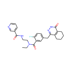 CCN(CCNC(=O)c1cccnc1)C(=O)c1cc(Cc2n[nH]c(=O)c3c2CCCC3)ccc1F ZINC000148376244