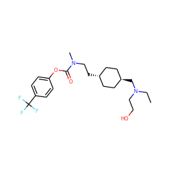 CCN(CCO)C[C@H]1CC[C@H](CCN(C)C(=O)Oc2ccc(C(F)(F)F)cc2)CC1 ZINC000254093102