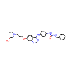 CCN(CCO)CCCOc1ccc2c(Nc3ccc(NC(=O)NCc4ccccc4)cc3)ncnc2c1 ZINC000473245306