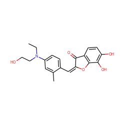 CCN(CCO)c1ccc(/C=C2/Oc3c(ccc(O)c3O)C2=O)c(C)c1 ZINC000027426829