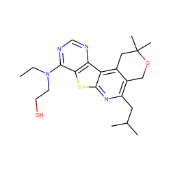 CCN(CCO)c1ncnc2c1sc1nc(CC(C)C)c3c(c12)CC(C)(C)OC3 ZINC000005150880