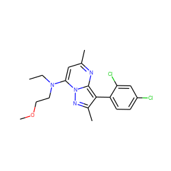 CCN(CCOC)c1cc(C)nc2c(-c3ccc(Cl)cc3Cl)c(C)nn12 ZINC000026174251