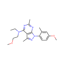 CCN(CCOC)c1nc(C)nc2c1c(C)nn2-c1ccc(OC)cc1C ZINC000045253821