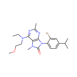 CCN(CCOC)c1nc(C)nc2c1n(C)c(=O)n2-c1ccc(C(C)C)cc1Br ZINC000028016135