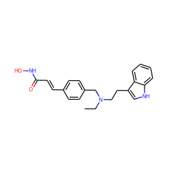 CCN(CCc1c[nH]c2ccccc12)Cc1ccc(/C=C/C(=O)NO)cc1 ZINC000072113339