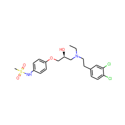 CCN(CCc1ccc(Cl)c(Cl)c1)C[C@H](O)COc1ccc(NS(C)(=O)=O)cc1 ZINC000034245098