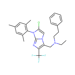 CCN(CCc1ccccc1)Cc1c(C(F)(F)F)nc2n(-c3c(C)cc(C)cc3C)c(Cl)cn12 ZINC000038403452