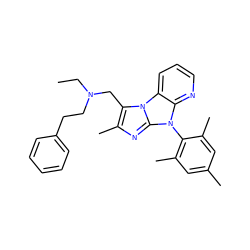 CCN(CCc1ccccc1)Cc1c(C)nc2n(-c3c(C)cc(C)cc3C)c3ncccc3n12 ZINC000028903403