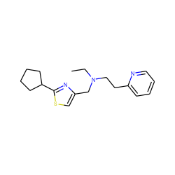 CCN(CCc1ccccn1)Cc1csc(C2CCCC2)n1 ZINC000063994913