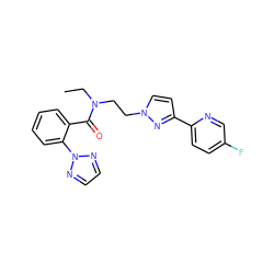 CCN(CCn1ccc(-c2ccc(F)cn2)n1)C(=O)c1ccccc1-n1nccn1 ZINC000143674987