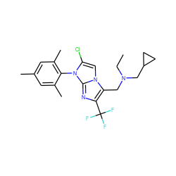 CCN(Cc1c(C(F)(F)F)nc2n(-c3c(C)cc(C)cc3C)c(Cl)cn12)CC1CC1 ZINC000034298587