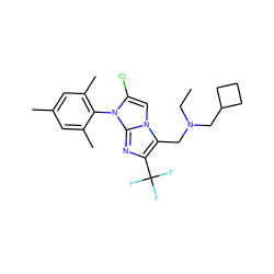 CCN(Cc1c(C(F)(F)F)nc2n(-c3c(C)cc(C)cc3C)c(Cl)cn12)CC1CCC1 ZINC000049035317