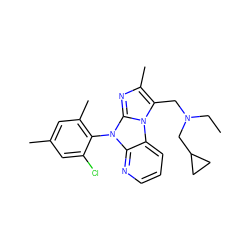 CCN(Cc1c(C)nc2n(-c3c(C)cc(C)cc3Cl)c3ncccc3n12)CC1CC1 ZINC000028903741