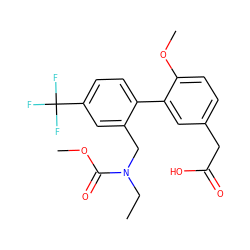 CCN(Cc1cc(C(F)(F)F)ccc1-c1cc(CC(=O)O)ccc1OC)C(=O)OC ZINC000043206273