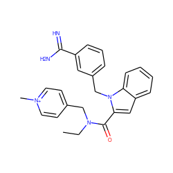 CCN(Cc1cc[n+](C)cc1)C(=O)c1cc2ccccc2n1Cc1cccc(C(=N)N)c1 ZINC000013474292