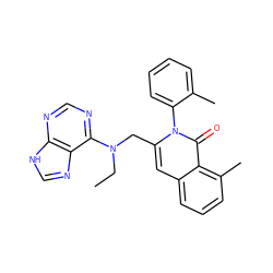 CCN(Cc1cc2cccc(C)c2c(=O)n1-c1ccccc1C)c1ncnc2[nH]cnc12 ZINC000088345857