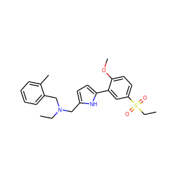 CCN(Cc1ccc(-c2cc(S(=O)(=O)CC)ccc2OC)[nH]1)Cc1ccccc1C ZINC000026982706