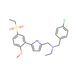 CCN(Cc1ccc(Cl)cc1)Cc1ccc(-c2cc(S(=O)(=O)CC)ccc2OC)[nH]1 ZINC000026993660