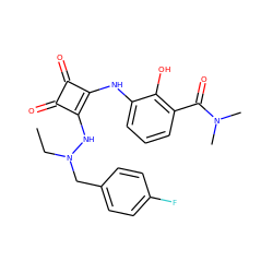 CCN(Cc1ccc(F)cc1)Nc1c(Nc2cccc(C(=O)N(C)C)c2O)c(=O)c1=O ZINC000101295242