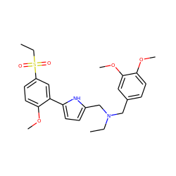 CCN(Cc1ccc(OC)c(OC)c1)Cc1ccc(-c2cc(S(=O)(=O)CC)ccc2OC)[nH]1 ZINC000026987188