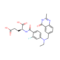 CCN(Cc1ccc2nc(C)[nH]c(=O)c2c1)c1ccc(C(=O)N[C@@H](CCC(=O)O)C(=O)O)c(F)c1 ZINC000026835259