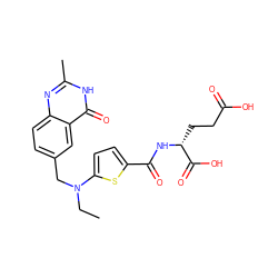 CCN(Cc1ccc2nc(C)[nH]c(=O)c2c1)c1ccc(C(=O)N[C@H](CCC(=O)O)C(=O)O)s1 ZINC000029345156