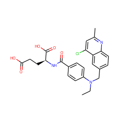 CCN(Cc1ccc2nc(C)cc(Cl)c2c1)c1ccc(C(=O)N[C@@H](CCC(=O)O)C(=O)O)cc1 ZINC000013726079