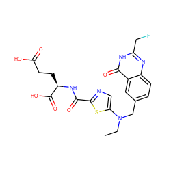 CCN(Cc1ccc2nc(CF)[nH]c(=O)c2c1)c1cnc(C(=O)N[C@H](CCC(=O)O)C(=O)O)s1 ZINC000029391718