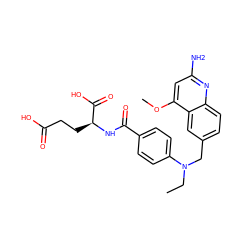 CCN(Cc1ccc2nc(N)cc(OC)c2c1)c1ccc(C(=O)N[C@@H](CCC(=O)O)C(=O)O)cc1 ZINC000013726108