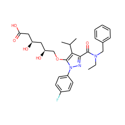 CCN(Cc1ccccc1)C(=O)c1nn(-c2ccc(F)cc2)c(OC[C@@H](O)C[C@@H](O)CC(=O)O)c1C(C)C ZINC000014967955