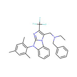 CCN(Cc1ccccc1)Cc1c(C(F)(F)F)nc2n(-c3c(C)cc(C)cc3C)c3ccccc3n12 ZINC000028461788