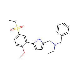 CCN(Cc1ccccc1)Cc1ccc(-c2cc(S(=O)(=O)CC)ccc2OC)[nH]1 ZINC000000835060