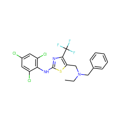 CCN(Cc1ccccc1)Cc1sc(Nc2c(Cl)cc(Cl)cc2Cl)nc1C(F)(F)F ZINC000028137599