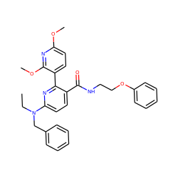 CCN(Cc1ccccc1)c1ccc(C(=O)NCCOc2ccccc2)c(-c2ccc(OC)nc2OC)n1 ZINC000040847508