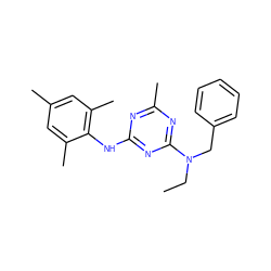 CCN(Cc1ccccc1)c1nc(C)nc(Nc2c(C)cc(C)cc2C)n1 ZINC000013759957