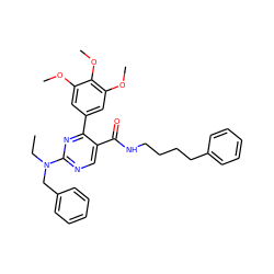 CCN(Cc1ccccc1)c1ncc(C(=O)NCCCCc2ccccc2)c(-c2cc(OC)c(OC)c(OC)c2)n1 ZINC000042851011