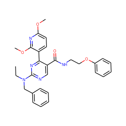 CCN(Cc1ccccc1)c1ncc(C(=O)NCCOc2ccccc2)c(-c2ccc(OC)nc2OC)n1 ZINC000040874146