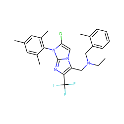 CCN(Cc1ccccc1C)Cc1c(C(F)(F)F)nc2n(-c3c(C)cc(C)cc3C)c(Cl)cn12 ZINC000049089767