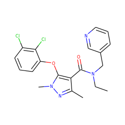 CCN(Cc1cccnc1)C(=O)c1c(C)nn(C)c1Oc1cccc(Cl)c1Cl ZINC000095591757