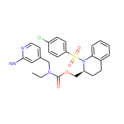 CCN(Cc1ccnc(N)c1)C(=O)OC[C@@H]1CCc2ccccc2N1S(=O)(=O)c1ccc(Cl)cc1 ZINC000028880175