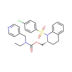 CCN(Cc1ccncc1)C(=O)OC[C@H]1CCc2ccccc2N1S(=O)(=O)c1ccc(Cl)cc1 ZINC000001492027