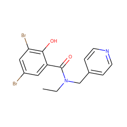 CCN(Cc1ccncc1)C(=O)c1cc(Br)cc(Br)c1O ZINC000002634783